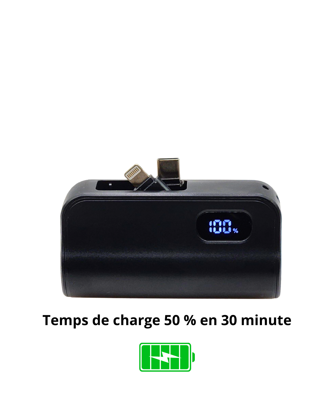 BATTERIE EXTERNE 2-EN-1 + CABLE USB-A / USB-C
