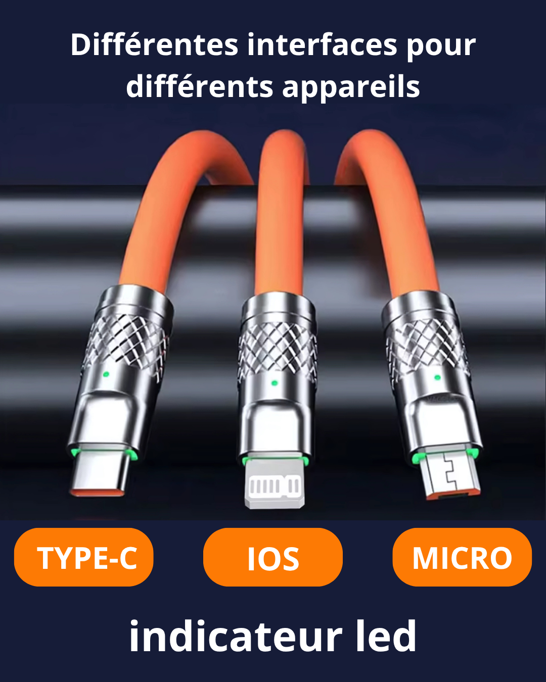Câble 3-en-1 ORANGE